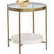 Gia 23.75 X 23 inch Clear / White / Antique Brass Side Table